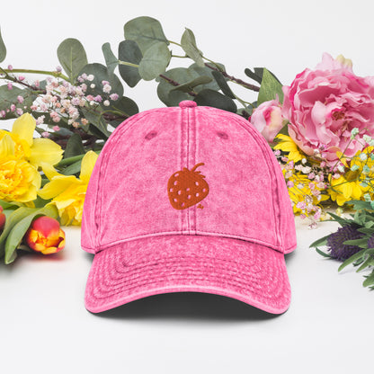 Vintage Cotton Twill Cap Strawberry